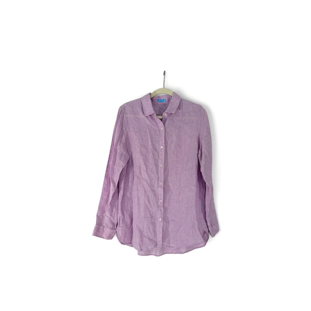 J.McLaughlin Womens Linen Button Down Shirt Lavender Purple Long Sleeve Large